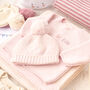 Luxury Baby Girl Pale Pink And Cream Knitted Gift Set, thumbnail 5 of 12