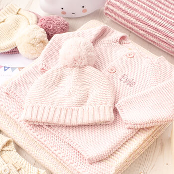 Luxury Baby Girl Pale Pink And Cream Knitted Gift Set, 5 of 12
