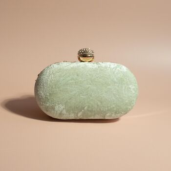 Vaniya Mint Velvet Oval Clutch, 4 of 6