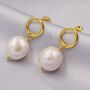 Sterling Silver Circle With Dangling Baroque Pearl Drop Stud Earrings, thumbnail 3 of 12
