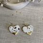 Black And White Ceramic Heart Earrings 22k Gold Lustre, thumbnail 4 of 7