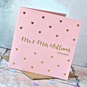 Personalised Gold Foiled Heart Wedding Card, 3 of 4