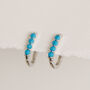 Sterling Silver Turquoise Rectangular Hoop Earrings, thumbnail 2 of 8