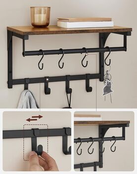 Wall Coat Rack Shelf With Eight Hooks, 4 of 7