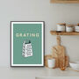 Grating Cheese Grater Kitchen Print, thumbnail 3 of 3