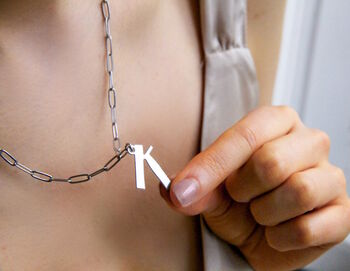 Silver Typography Alphabet Initial Pendant Necklace, 3 of 7