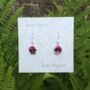 Pansy Pink Flower Drop Earrings, thumbnail 2 of 4