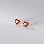 Ruby Red Cubic Zirconia Heart In Gold, thumbnail 1 of 2