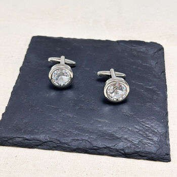 Men's Round Crystal Cufflinks, 3 of 3