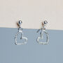 Sterling Silver Dainty Heart Dangle Stud Earrings, thumbnail 1 of 5