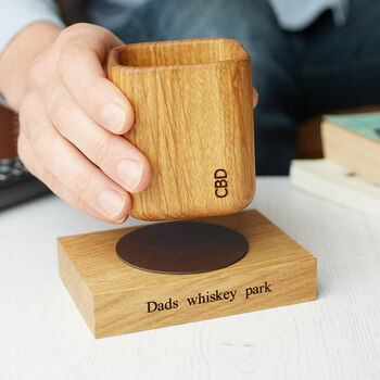 Personalised Wooden Whiskey Coaster With Leather, 6 of 9