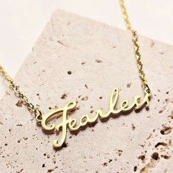 Fearless Script Taylor Swift Inspired Necklace In Stainless Steel With Adjustable Chain, 5 of 7