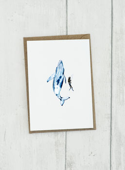 Personalised Whale And Diver Greetings Card, 4 of 4