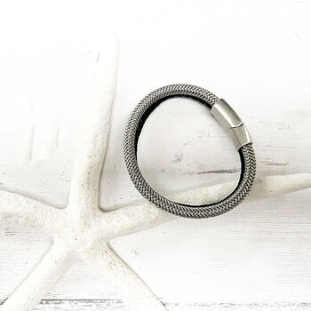 Stainless Steel And Leather Rope Mens Bracelet, 9 of 12