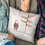Personalised Couples Destination Signpost Cushion, thumbnail 2 of 6
