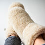Helsinki Merino Wool Slippers Boots In Beige, thumbnail 3 of 9