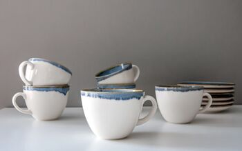 Blue Tea Cup With Saucer Porcelain, 8 of 9