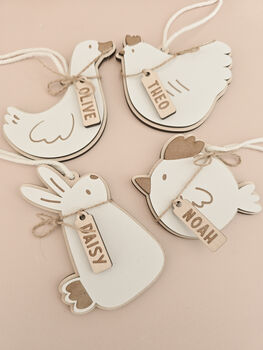 Set Of Four Personalised Wooden Easter Tree Decorations, 5 of 7