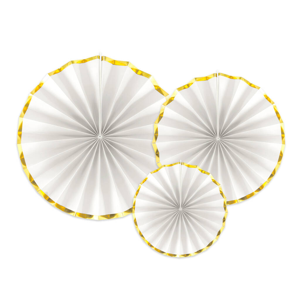 Gold And White Party Fan Decoration Set By Peach Blossom