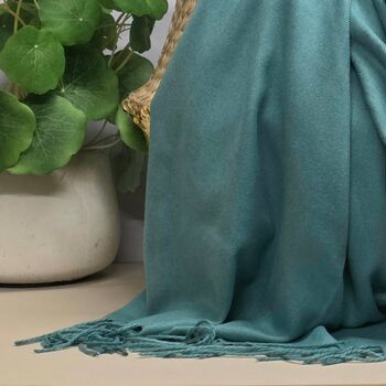 Super Soft Plain Pashmina Style Scarf In Teal, 3 of 3
