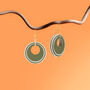 Khaki And Cream Circular Earrings • Gold Plated Sterling Silver Hooks, thumbnail 3 of 9