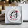 Personalised First Christmas As A Family Of Three Ceramic Penguin Decoration, thumbnail 1 of 4