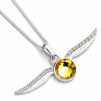 Harry Potter Sterling Silver Golden Snitch Necklace With Crystals, 5 of 7