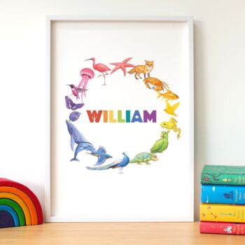 Personalised Name Rainbow Animal Print, 4 of 11