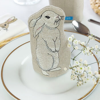 Embroidered Rabbit Egg Cosy, 3 of 7