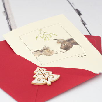 Donkeys Under The Mistletoe Christmas Card, 2 of 4