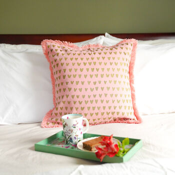 Mirage Heart Print Recycled Cotton Cushion Cover, 2 of 5