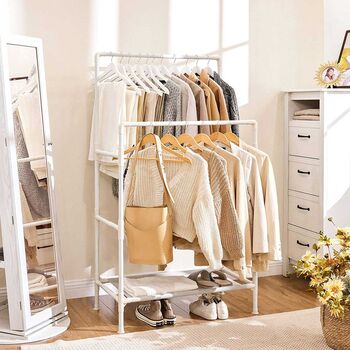Clothes Rack With Double Rails And One Shelf, 2 of 6