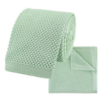 Wedding Handmade Polyester Knitted Pocket Square In Light Sage Green, 4 of 7