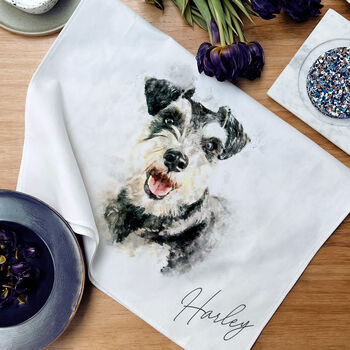Personalised Your Dog Photo Portrait Tea Towel, 4 of 11