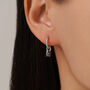 Oval Aurora Black Cz Huggie Hoop In Sterling Silver, thumbnail 7 of 12