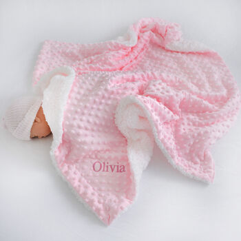 Personalised Bright Pink Bobble Sherpa Baby Blanket, 2 of 10