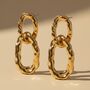 Molten Loop 18k Gold Plated Waterproof Drop Earrings, thumbnail 2 of 5