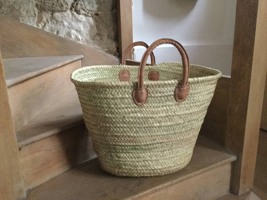 Cornwall Short Leather Handle Woven Basket Bag