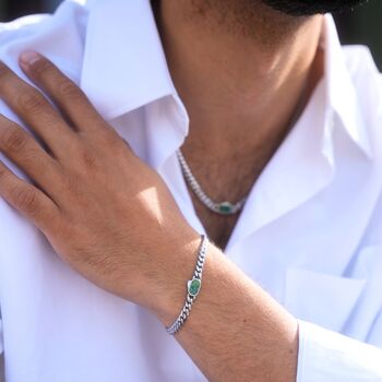 Men's Gold Opal Gemstone Cuban Chain Bracelet, 6 of 11