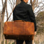Genuine Leather Holdall Luggage Worn Look Light Brown, thumbnail 4 of 9