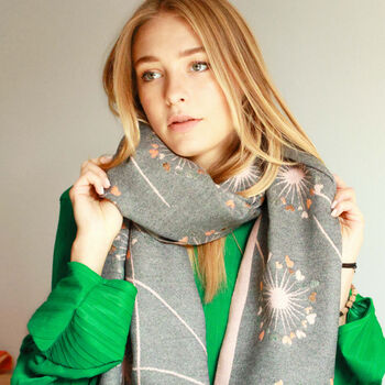 'Make A Wish' Dandelion With Hearts Motif Cotton Blend Scarf, 3 of 7