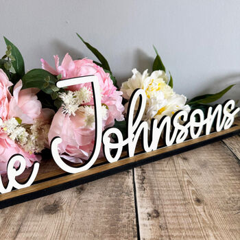 Personalised Wedding Surname Sign With Stand Decor, 7 of 8