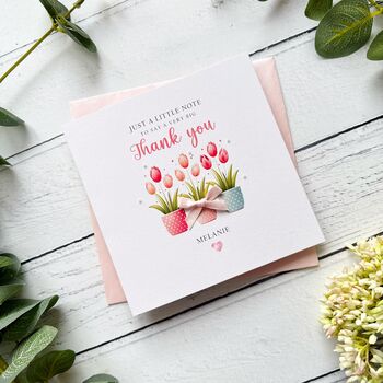 Handmade Potted Tulip Thank You Card, 6 of 7