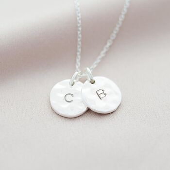 Personalised Hammered Double Initial Disc Necklace, 2 of 12