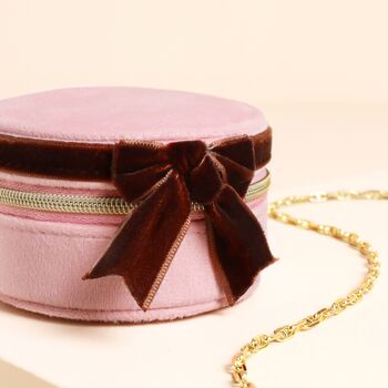 Velvet Bow Mini Round Jewellery Case, 7 of 10