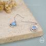 Sterling Silver Blue Opal And Circle Drop Hook Earrings, thumbnail 7 of 11