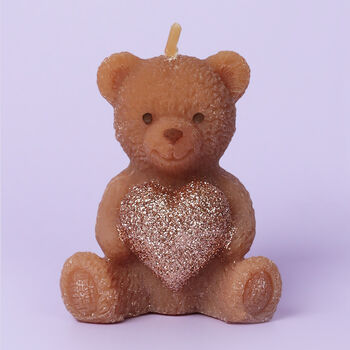 G Decor Soy Wax Teddy Bear With Shiny Heart Candles, 5 of 7