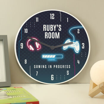 Personalised Gaming Wooden Childrens Clock, 3 of 3