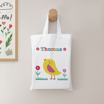 Personalised Child's Chick Easter Egg Hunt Bag, 2 of 5