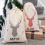 Personalised Red Gingham Stag Christmas Sack, thumbnail 2 of 2